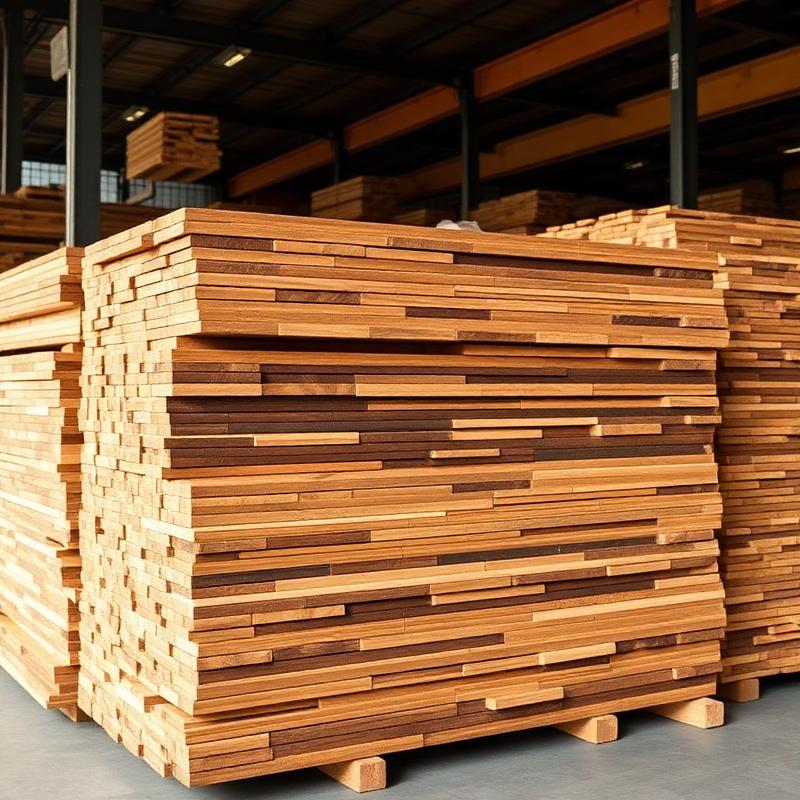 Premium stacked hardwood lumber planks