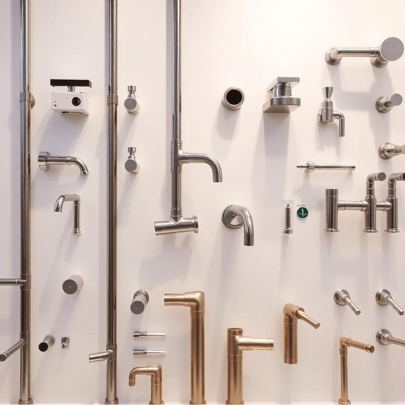 Modern plumbing fixtures and pipe fittings display
